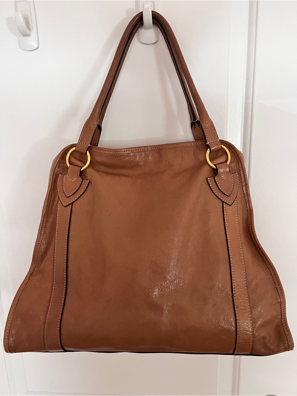 Marc Jacobs Brown Leather Tote Shoulder Bag with Gold Hardware - Picture 7 of 12